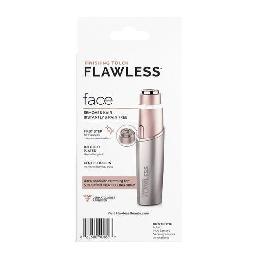 Flawless Finishing Touch Facial Hair Remover for Women, Rose Gold Electric Facial Razor with LED Light