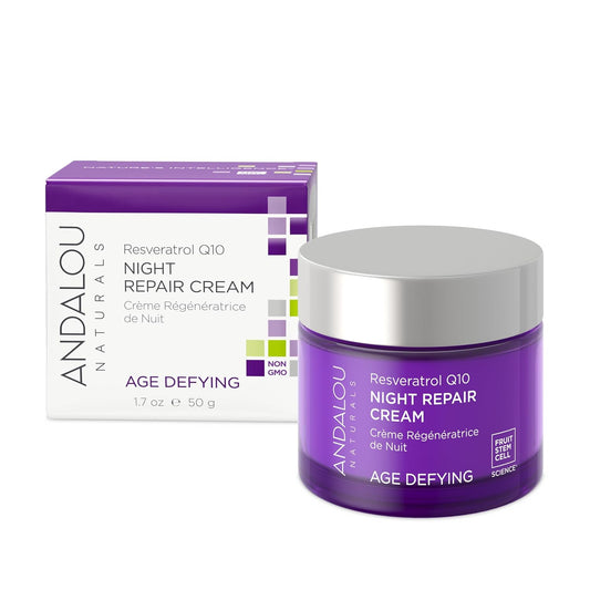 Andalou Naturals Resveratrol Q10 Night Repair Cream, 1.7 oz, 1 Pack